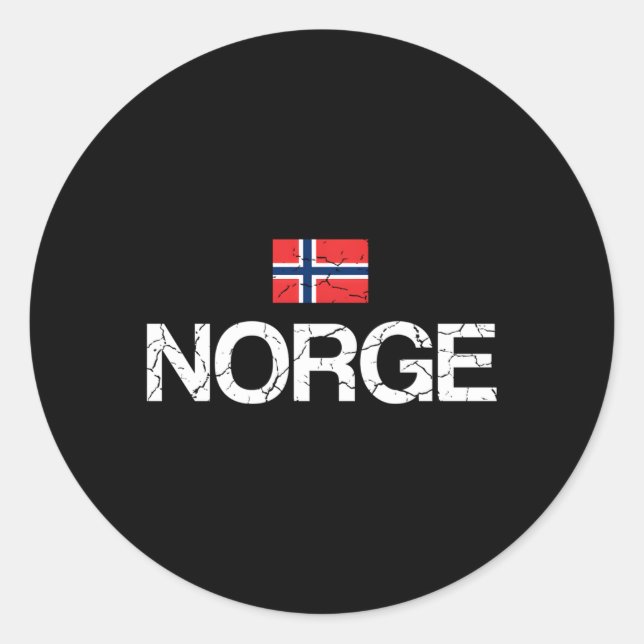 Pegatina Redonda Bandera noruega (Anverso)