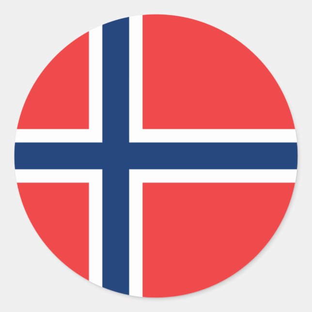 Pegatina Redonda Bandera noruega, Bandera de Noruega (Anverso)
