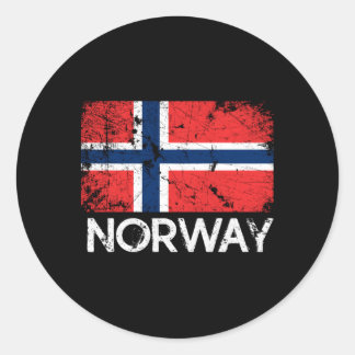 Pegatina Redonda Bandera Noruega Hecha En Noruega