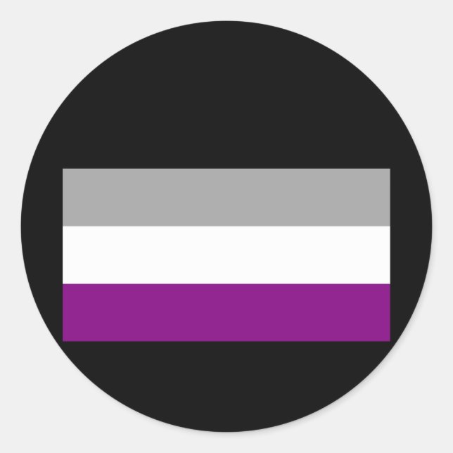 PEGATINA REDONDA BANDERA OFICIAL DE ORGULLO ASEXUAL (Anverso)