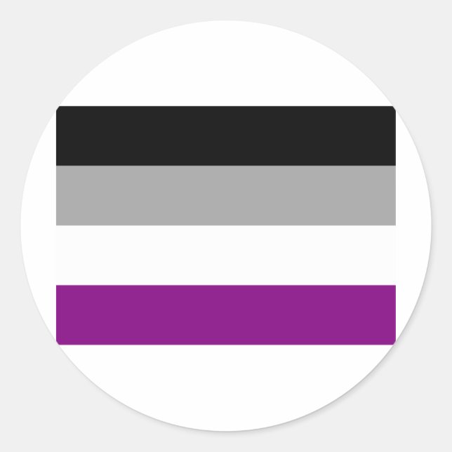 PEGATINA REDONDA BANDERA OFICIAL DE ORGULLO ASEXUAL (Anverso)
