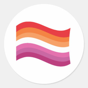 Pegatina Redonda Bandera ondeante del Orgullo Lesbiano de la puesta
