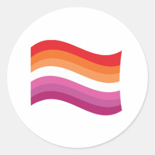 Pegatina Redonda Bandera ondeante del Orgullo Lesbiano de la puesta