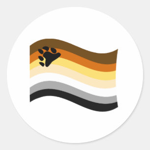 Pegatina Redonda Bandera ondulada de paw con orgullo de oso