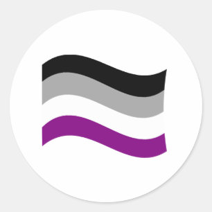 Pegatina Redonda Bandera Ondulada del Orgullo Asexual