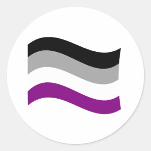Pegatina Redonda Bandera Ondulada del Orgullo Asexual