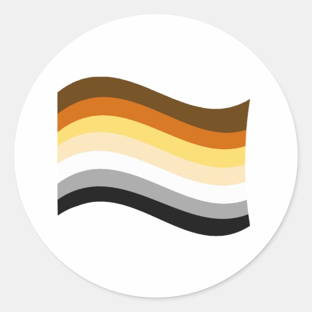 Pegatina Redonda Bandera ondulada del orgullo del oso (Anverso)