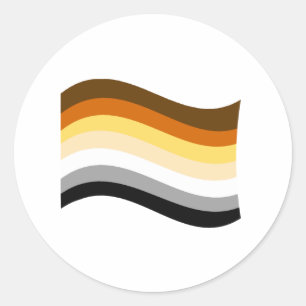 Pegatina Redonda Bandera ondulada del orgullo del oso