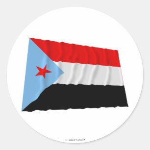 Pegatina Redonda Bandera onduladora del Yemen meridional (1967-1990