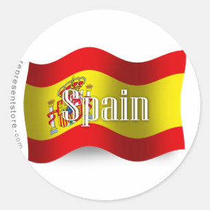 Pegatina Redonda Bandera ondulante de España