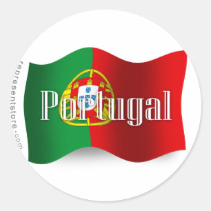 Pegatina Redonda Bandera ondulante de Portugal