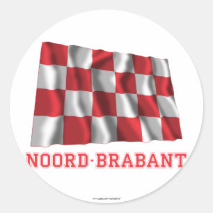 Pegatina Redonda Bandera ondular de Brabant con nombre