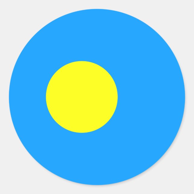 Pegatina Redonda Bandera palauana, bandera de Palau (Anverso)