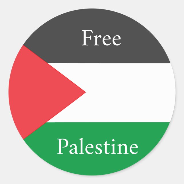 Pegatina Redonda Bandera palestina Free Palestine personalizada (Anverso)