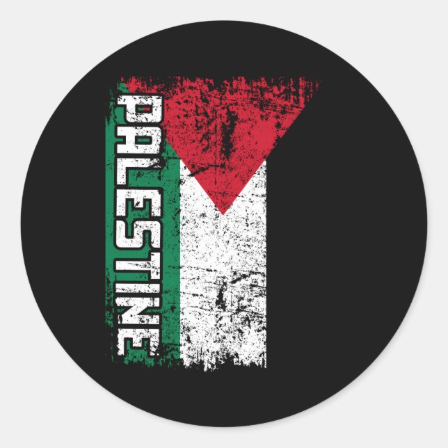 Pegatina Redonda Bandera Palestina Grande (Anverso)