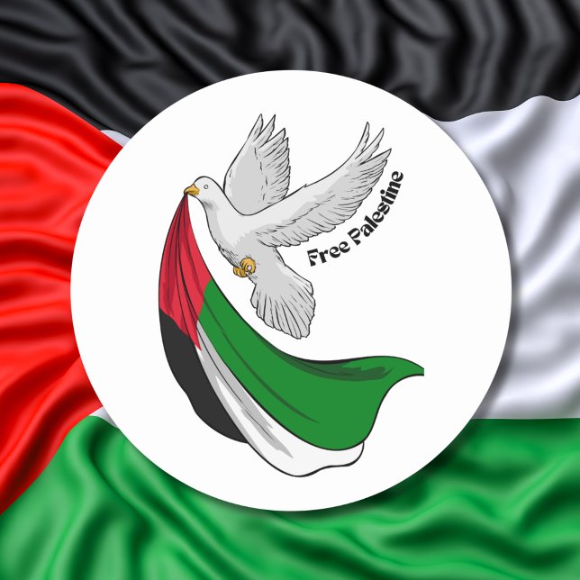 Pegatina Redonda Bandera palestina libre Bandera blanca para la paz (Subido por el creador)