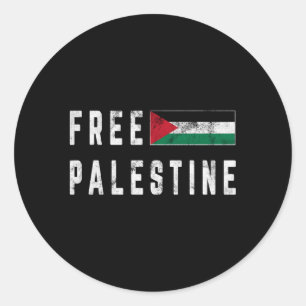 Pegatina Redonda Bandera Palestina Libre en árabe