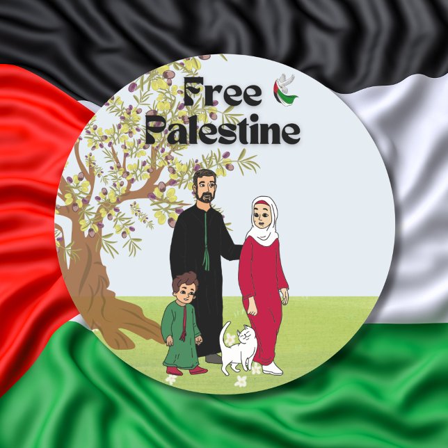 Pegatina Redonda Bandera Palestina Libre Obedecer Gato de familia d (Subido por el creador)