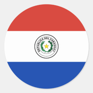 Pegatina Redonda Bandera paraguaya, bandera de Paraguay