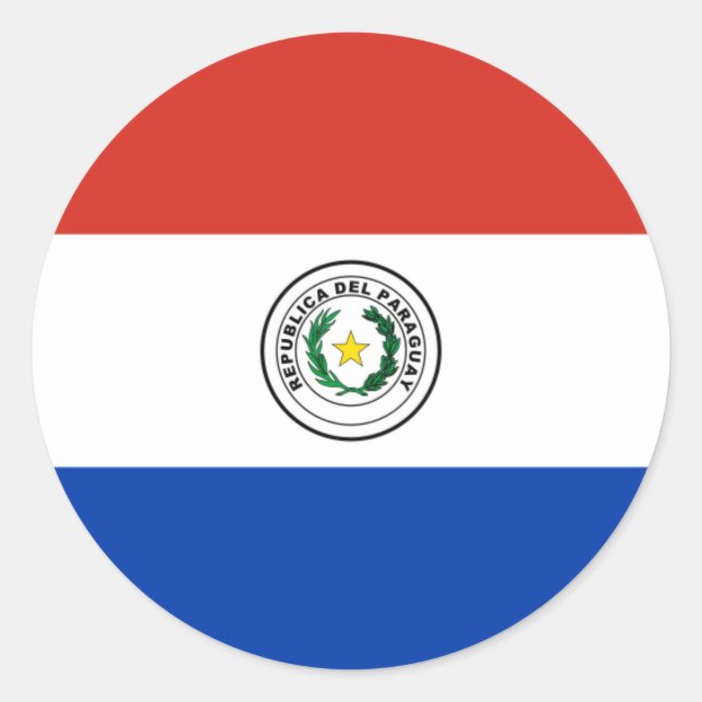 Pegatina Redonda Bandera paraguaya, bandera de Paraguay (Anverso)