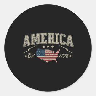 Pegatina Redonda Bandera Patriótica Americana Usa Est 1776 4 De Jul