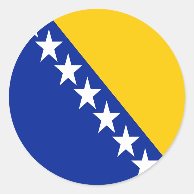 Pegatina Redonda Bandera patriótica de Bosnia y Herzegovina (Anverso)