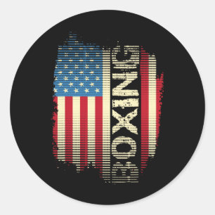 Pegatina Redonda Bandera Patriótica De EE. UU. Boxeo Kickboxing Kic