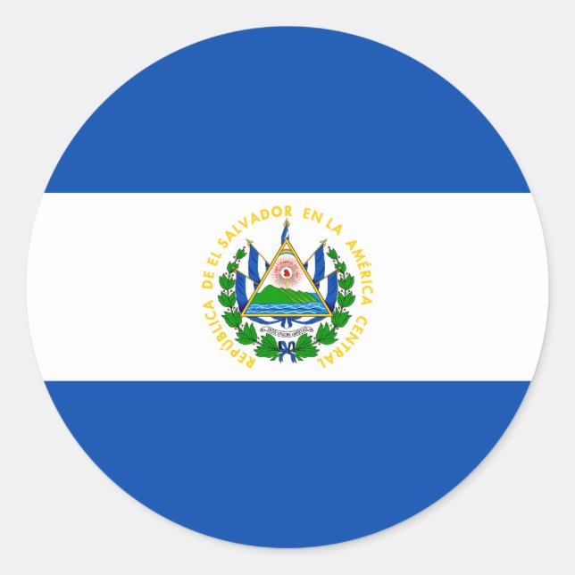 Pegatina Redonda Bandera Patriótica de El Salvador (Anverso)