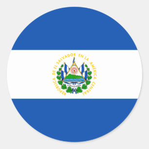 Pegatina Redonda Bandera Patriótica de El Salvador