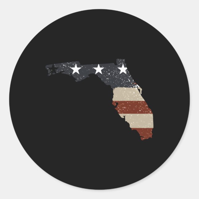 Pegatina Redonda Bandera Patriótica Del Estado De Florida Para (Anverso)