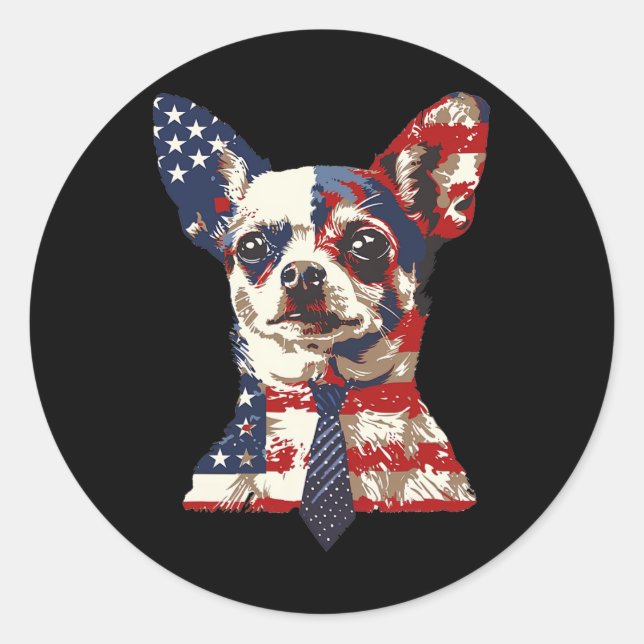 Pegatina Redonda Bandera Patriótica Estadounidense 4 De Julio (Anverso)