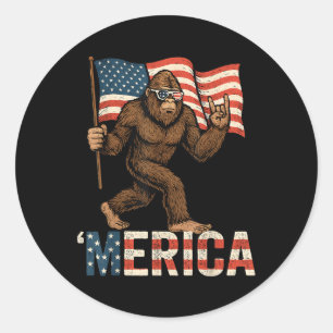 Pegatina Redonda Bandera Patriótica Norteamericana De La Roca Meric