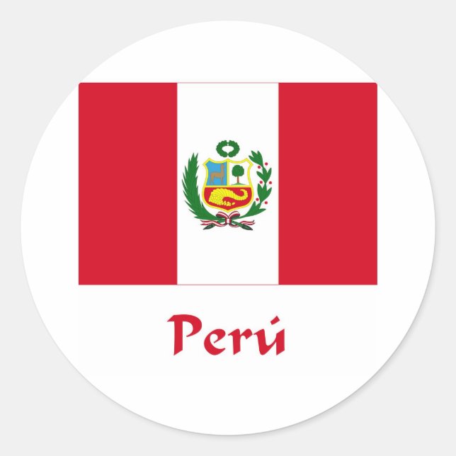 Pegatina Redonda Bandera peruana (Anverso)