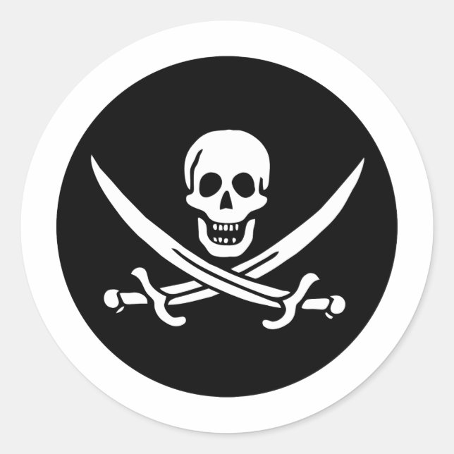Pegatina Redonda Bandera pirata (Anverso)