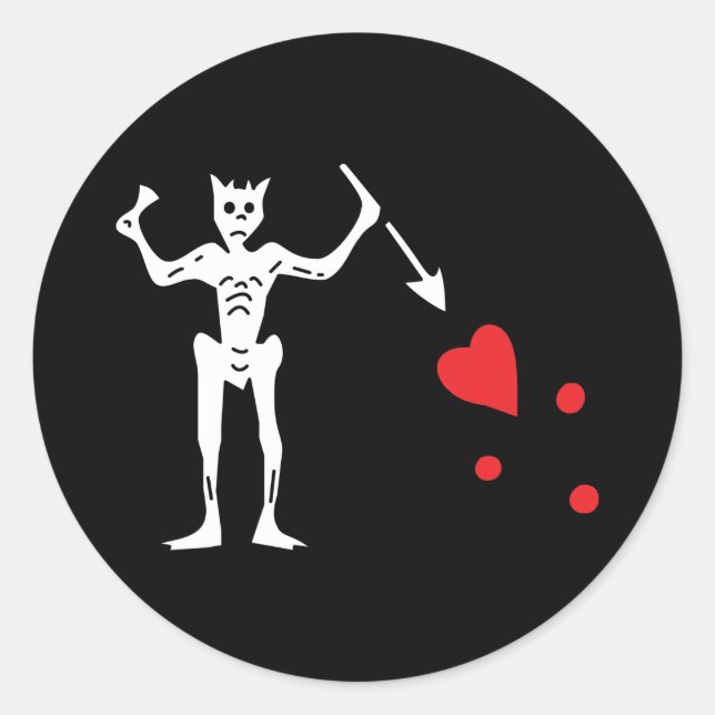 Pegatina Redonda Bandera pirata de barba negra (Anverso)