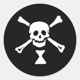 Pegatina Redonda Bandera pirata de Emanuel Wynne Jolly Roger