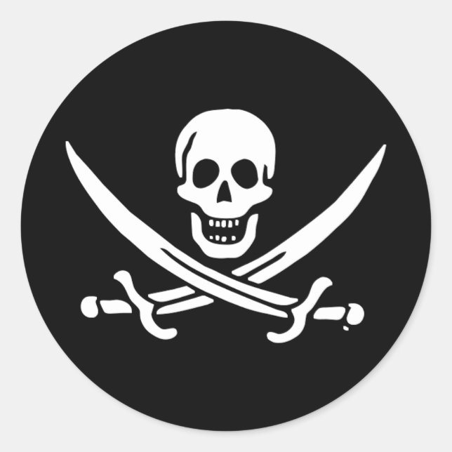 Pegatina Redonda Bandera pirata de Jolly roger (Anverso)