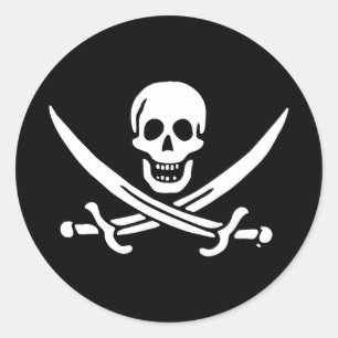 Pegatina Redonda Bandera pirata de Jolly roger