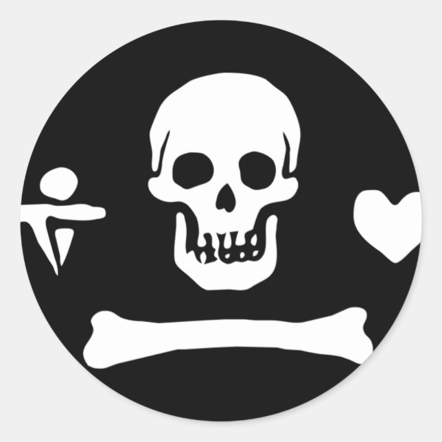 Pegatina Redonda Bandera pirata de Stede Bonnet (Anverso)