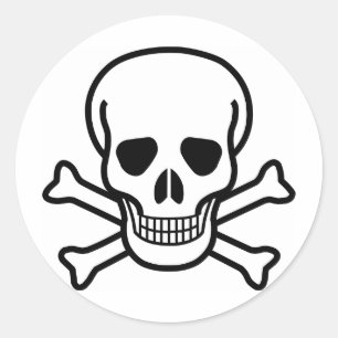 Pegatina Redonda Bandera pirata del cráneo x