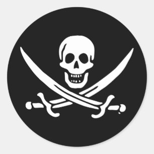 Pegatina Redonda Bandera pirata jolly roger