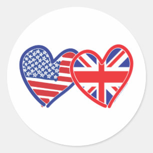 Pegatina Redonda Bandera plana Union Jack USA