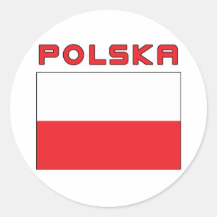 Pegatina Redonda Bandera polaca con polska