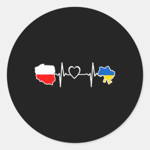 Pegatina Redonda Bandera polaca ucraniana - Ucrania Polonia Latido