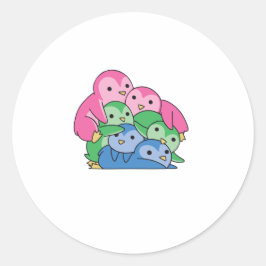 Pegatina Redonda Bandera Polisexual Orgullo Lgbtq Cute Pingüino
