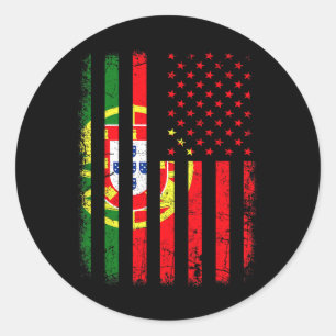 Pegatina Redonda Bandera portuguesa americana Portugal América Orgu