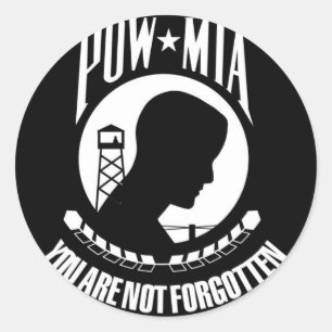 Pegatina Redonda Bandera POW-MIA