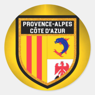 Pegatina Redonda Bandera Provence-Alpes-Côte d'Azur