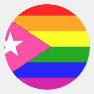 Pegatina Redonda Bandera puertorriqueña del orgullo gay