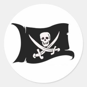 Pegatina Redonda Bandera que agita #10 Jack Rackham